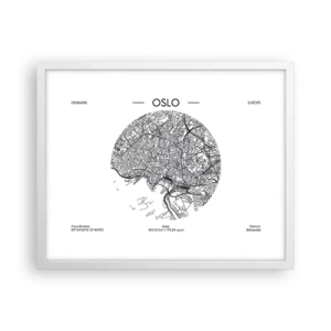 Poster in white frmae - Anatomy of Oslo - 50x40 cm