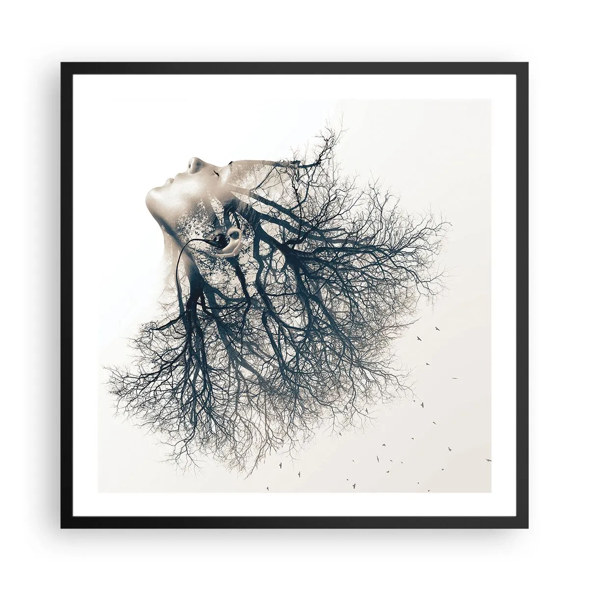 Poster in black frame - Listening to the Whisper of the Trees - 60x60 cm