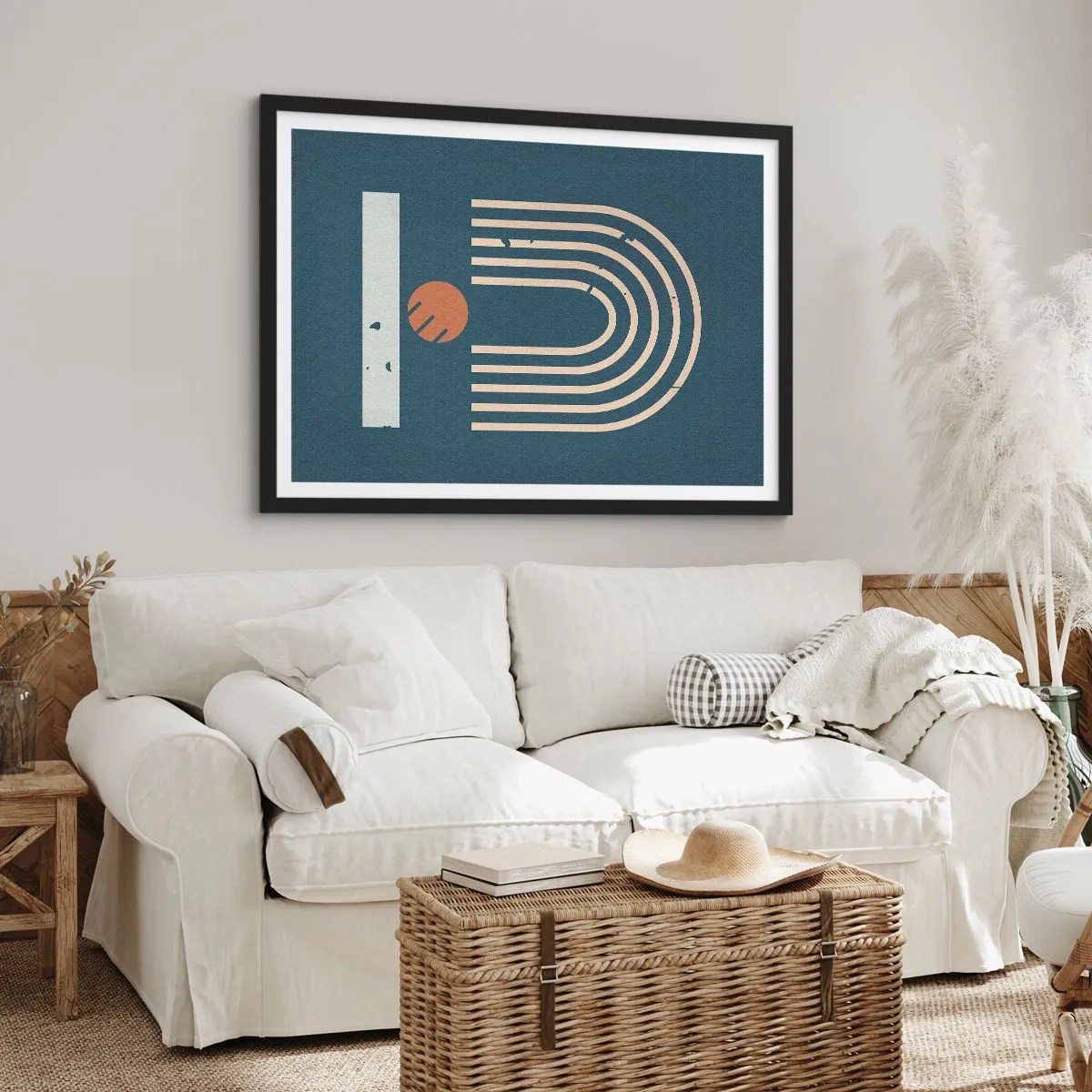Poster in black frame - Geometry on Navy Blue - 40x30 cm