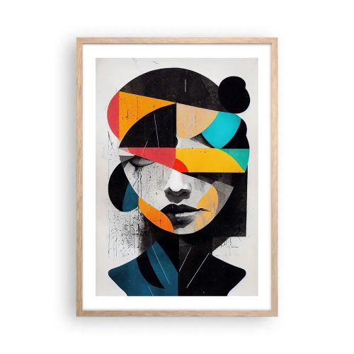 Poster in light oak frame - Multicolour Portrait of the Interior - 50x70 cm
