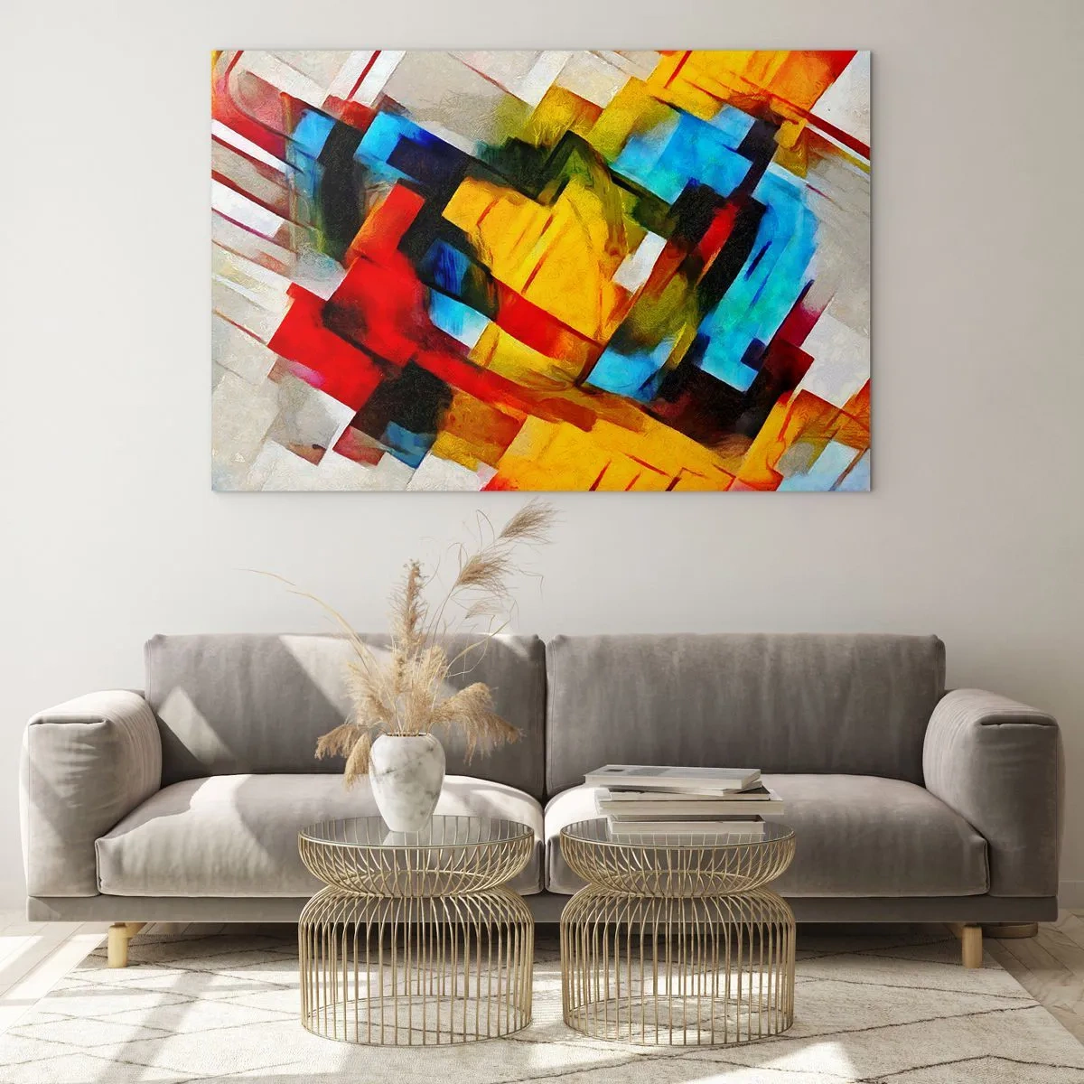 Glass picture - Colourful Quilt - 120x80 cm