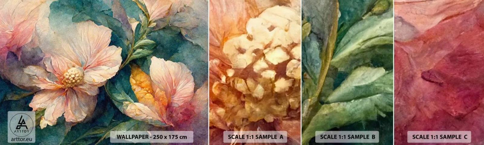 Photo Wallpaper Sample Self-Adhesive Deluxe Sticker - Sheer Subtelty - Flowers, Classic, Piece - 100x30 cm