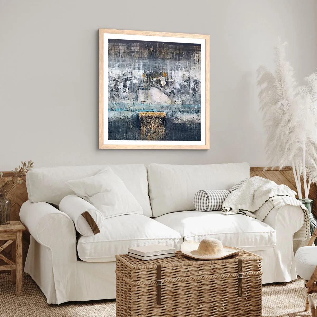 Poster in light oak frame - Icy Path - 60x60 cm
