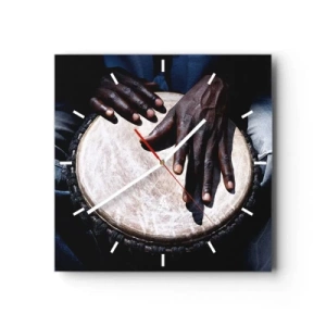 Wall clock - Clock on glass - Live at Your Own Rhythm - 30x30 cm