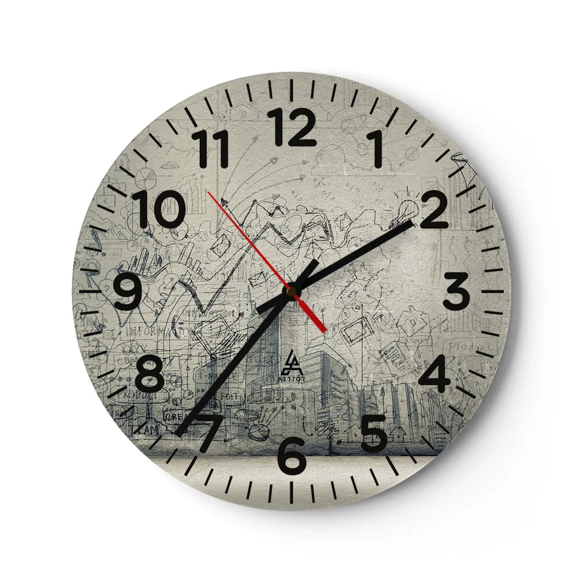 Wall clock - Clock on glass - My Wonderful City Life - 40x40 cm