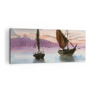 Canvas picture - Evening at the Port - 100x40 cm