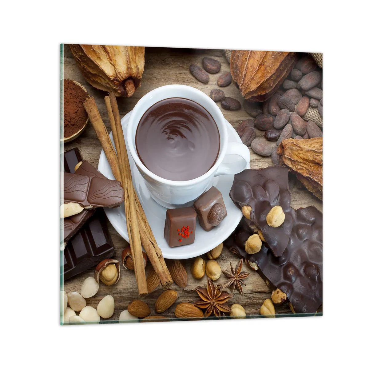 Glass picture - From a Fairytale Factory of Chocolate - 60x60 cm