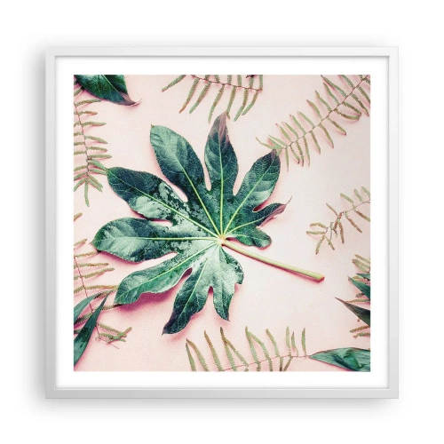 Poster in white frmae - Study in Green on Pink Background - 60x60 cm