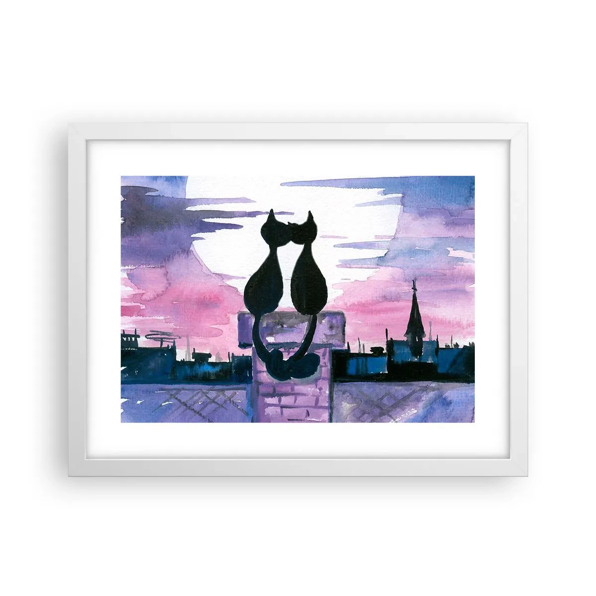 Poster in white frmae - Rendezvous under the Moon - 40x30 cm