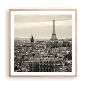 Poster in light oak frame - Over the Roofs of Paris - 60x60 cm