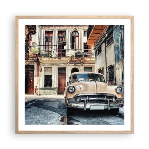 Poster in light oak frame - Siesta in Havana - 60x60 cm
