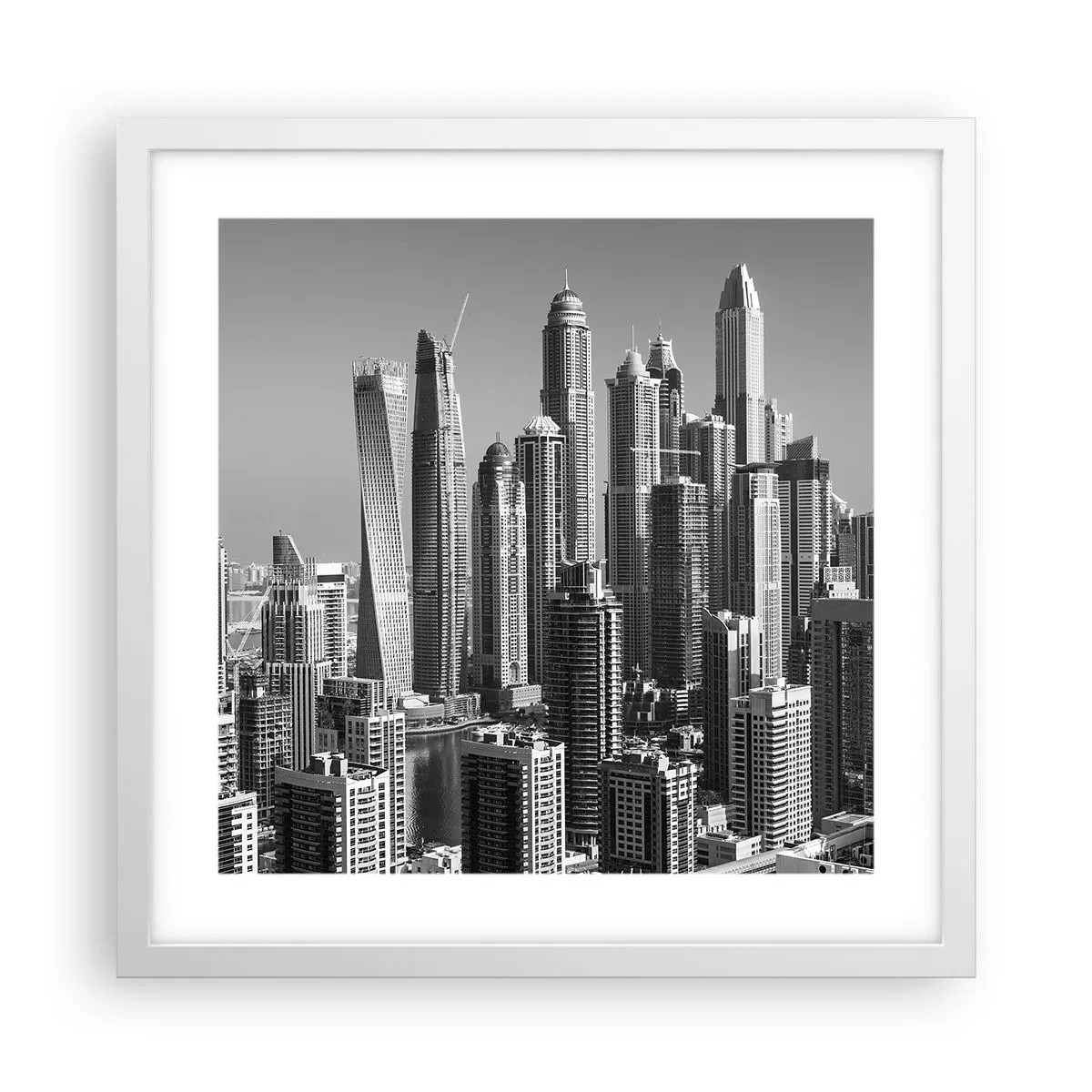 Poster in white frmae - City over a Desert - 40x40 cm