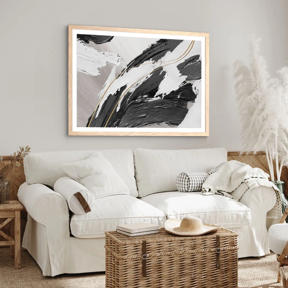 Poster in light oak frame - Abstract with Flair - 50x40 cm