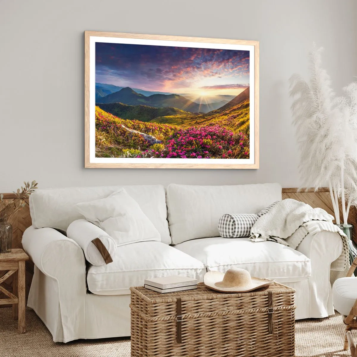 Poster in light oak frame - Freshness of Mountain Morning - 91x61 cm