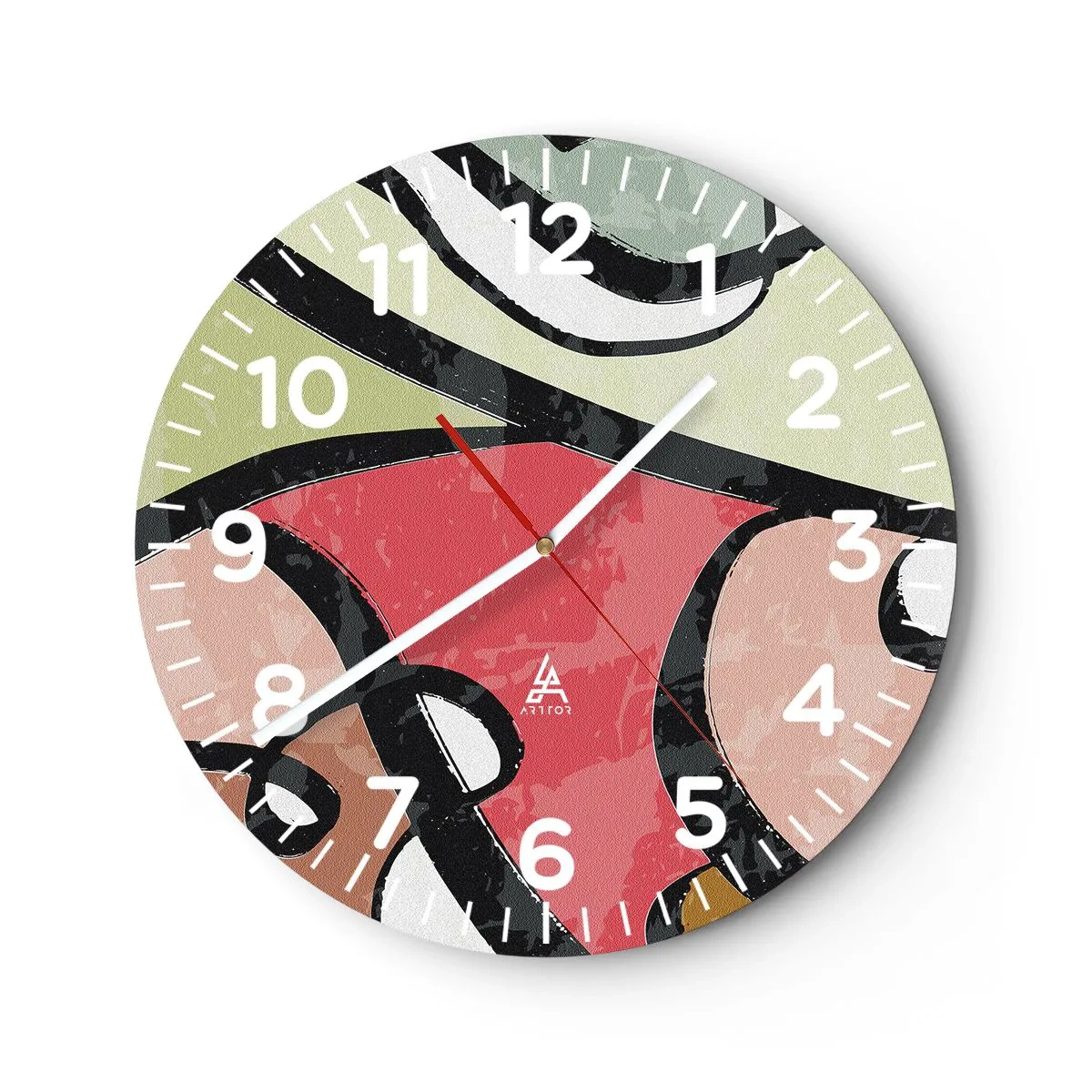 Wall clock - Clock on glass - Pirouettes Among Colours - 30x30 cm