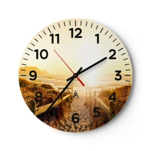 Wall clock - Clock on glass - Through the Dune, Towards the Sun - 40x40 cm