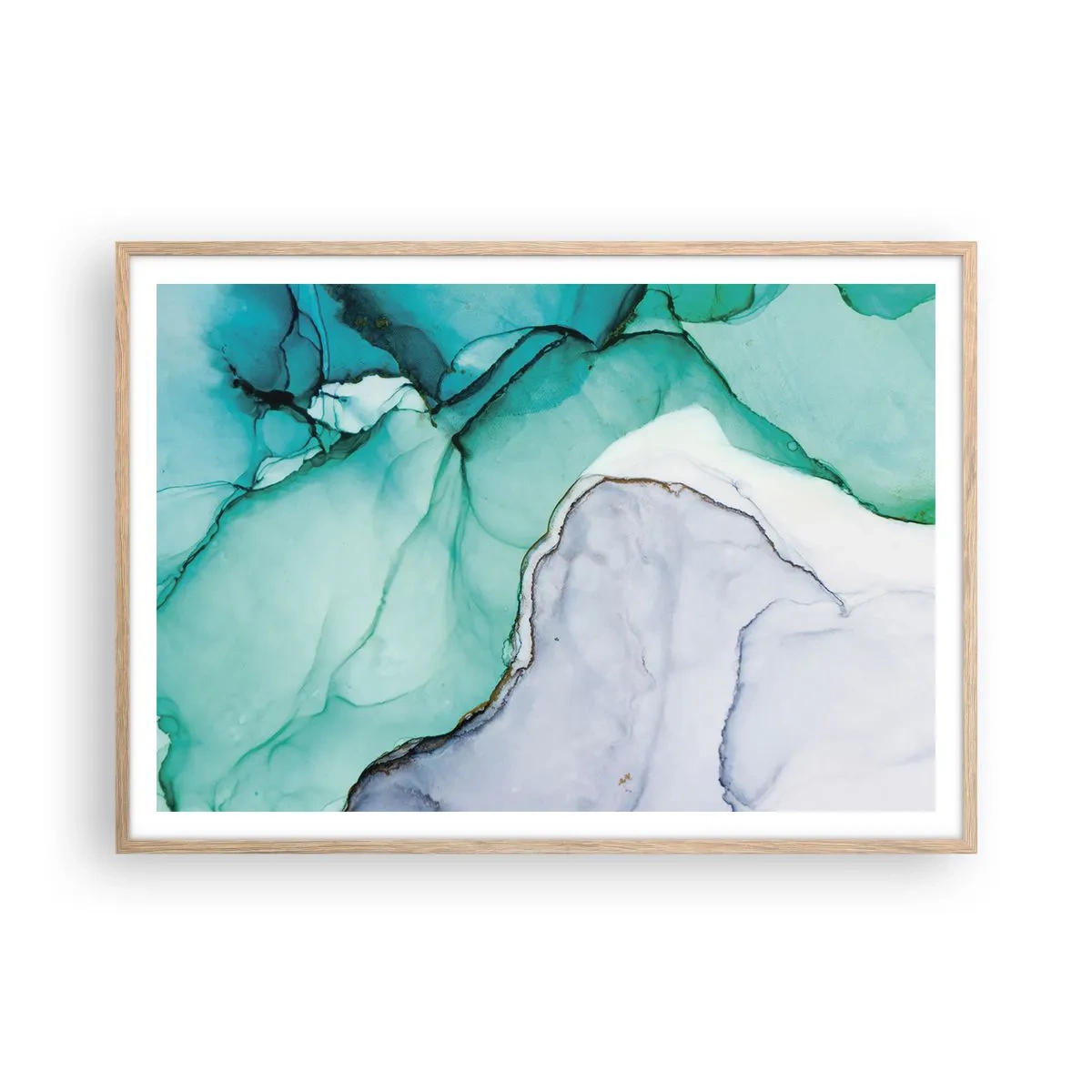 Poster in light oak frame - Study in Turquoise - 100x70 cm