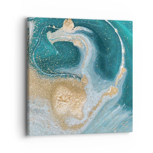 Canvas picture - Swirl of Gold and Turquiose - 40x40 cm