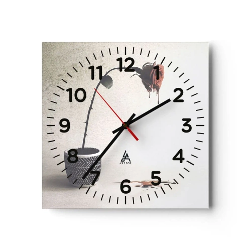 Wall clock - Clock on glass - Rosa Dolorosa - 40x40 cm