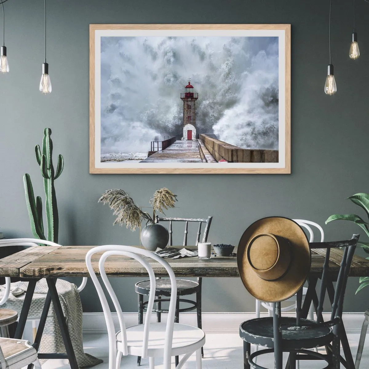 Poster in light oak frame - Roar of Waters, Whirr of the Wind - 70x50 cm