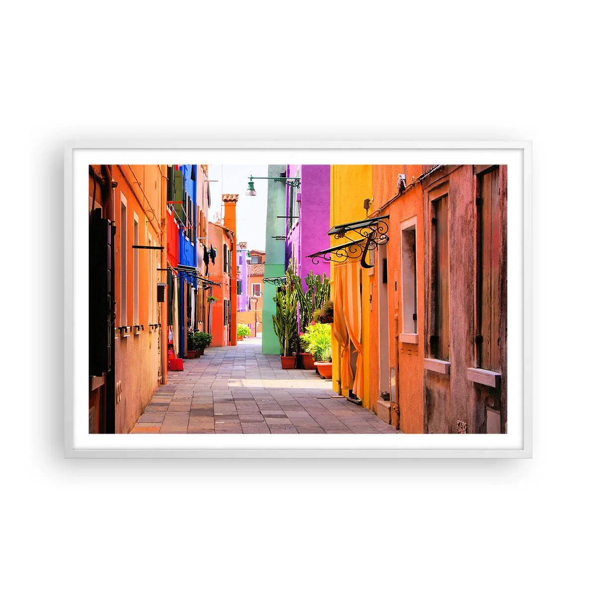 Poster in white frmae - Rainbow Alley - 91x61 cm