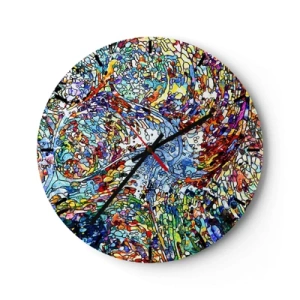 Wall clock - Clock on glass - Stained Glass with Drops - 40x40 cm