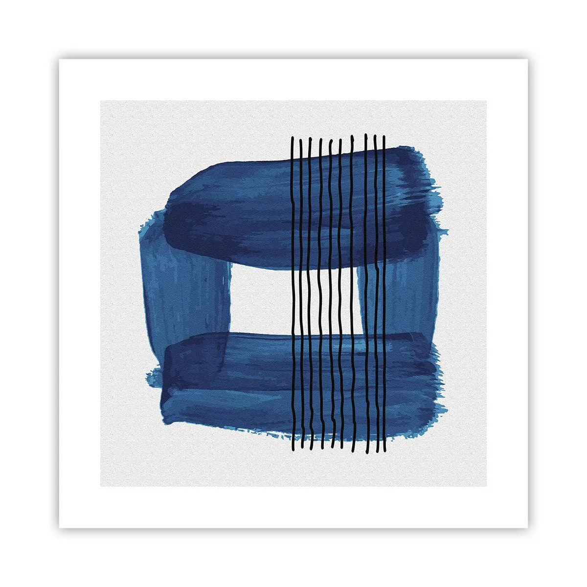 Poster - Blue and Black Composition - 40x40 cm