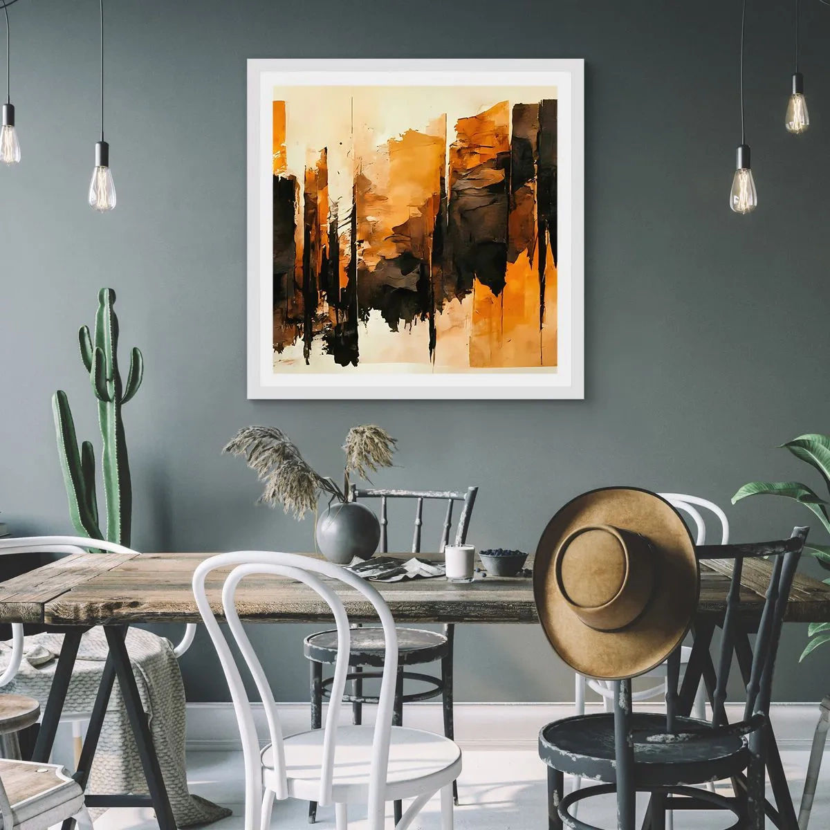 Poster in white frmae - Harmony of Black and Gold - 50x50 cm