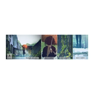 Photo Wallpaper Sample Self-Adhesive Deluxe Sticker - Refreshing Rain - Abstraction, City, Architecture - 100x30 cm