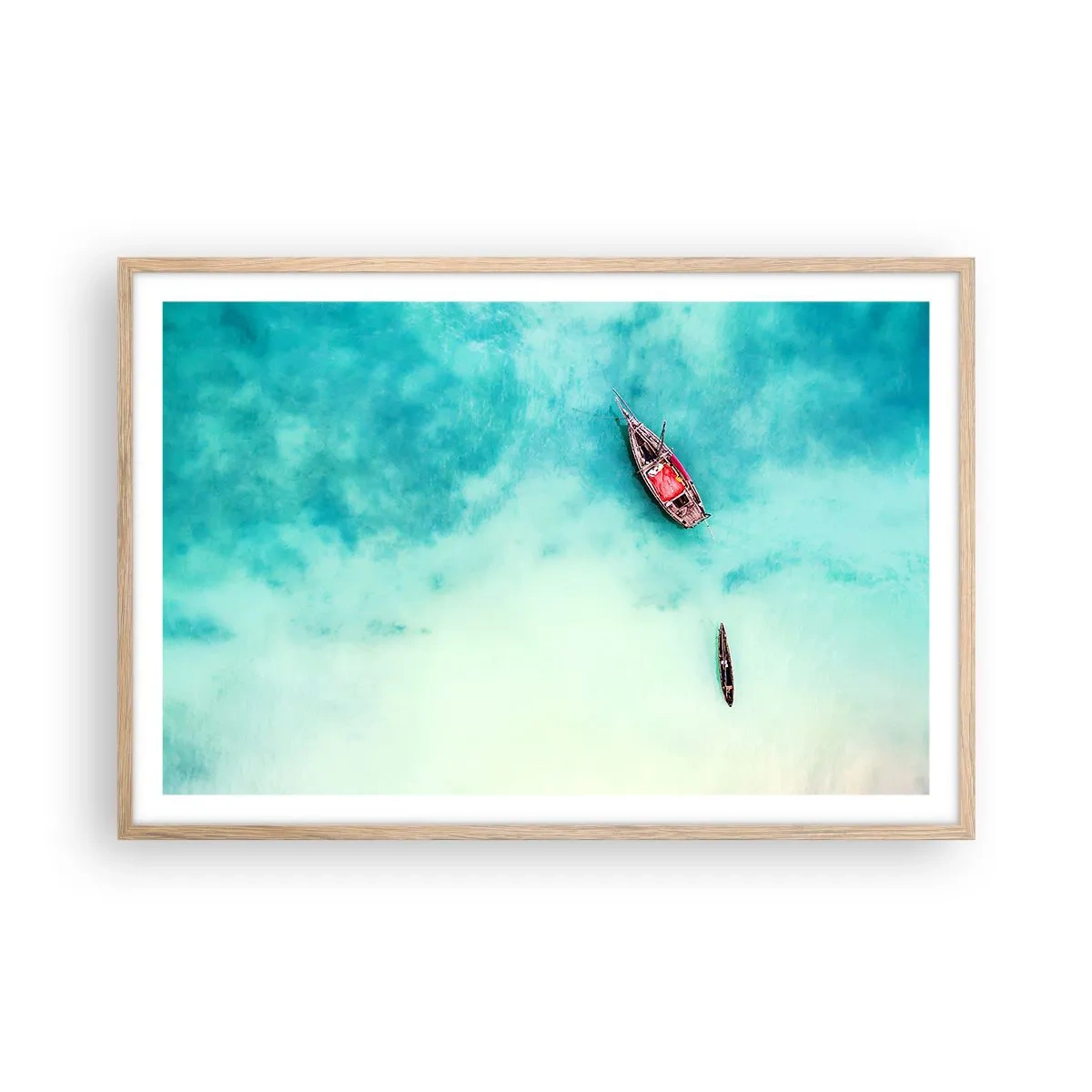Poster in light oak frame - On the Beaches of Zanzibar, When the Tide Is High - 91x61 cm