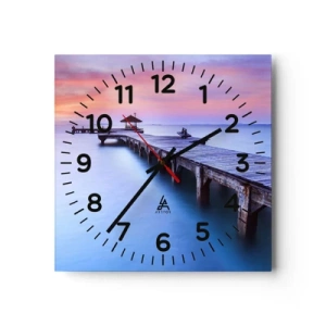 Wall clock - Clock on glass - Sea of Calm to the Horizon - 40x40 cm