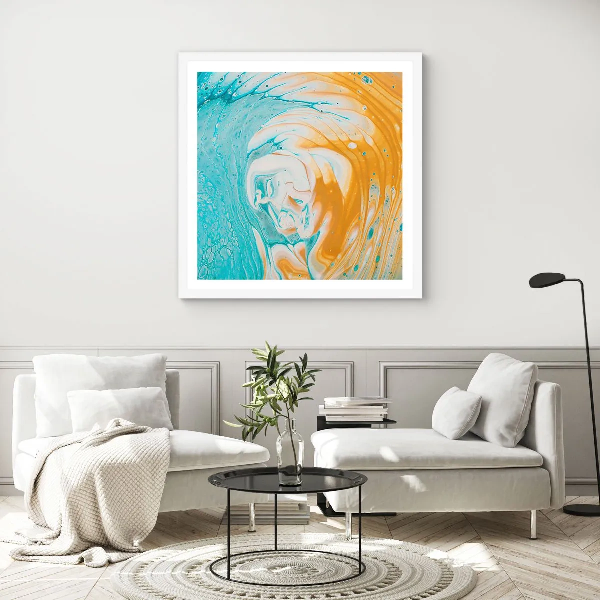 Poster in white frmae - Pastel Swirl - 40x40 cm