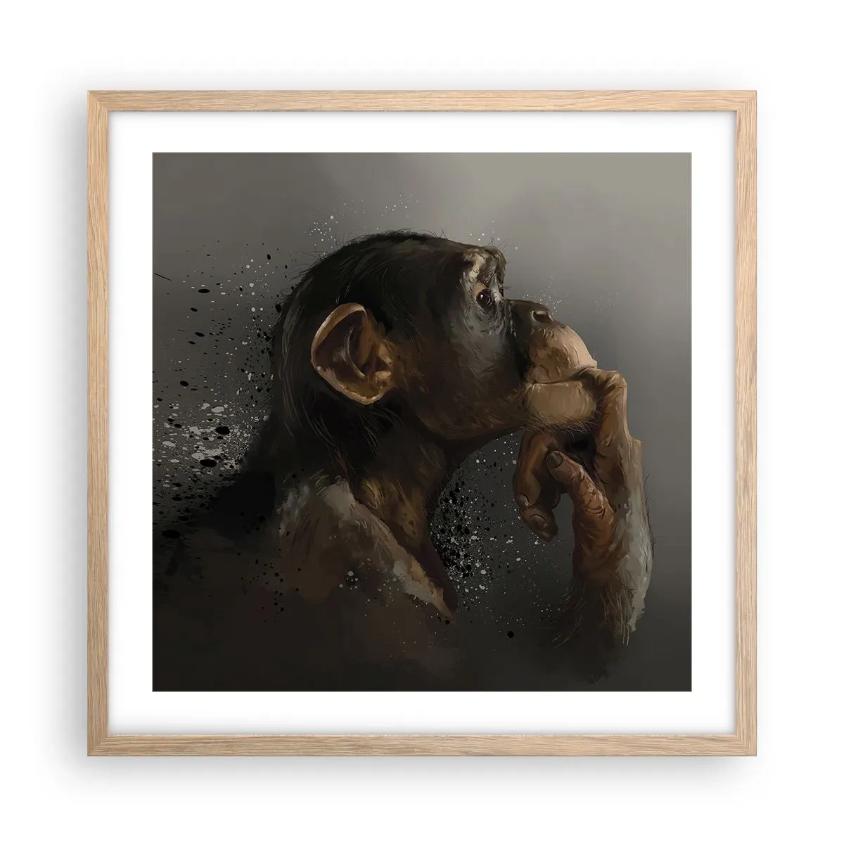 Poster in light oak frame - Certainly a Thinker - 50x50 cm