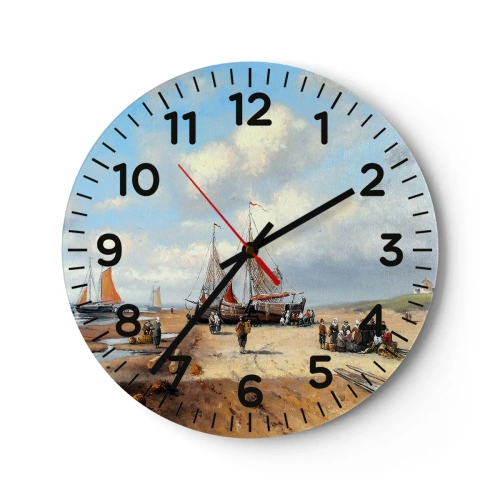 Wall clock - Clock on glass - After a Successful Catch - 40x40 cm