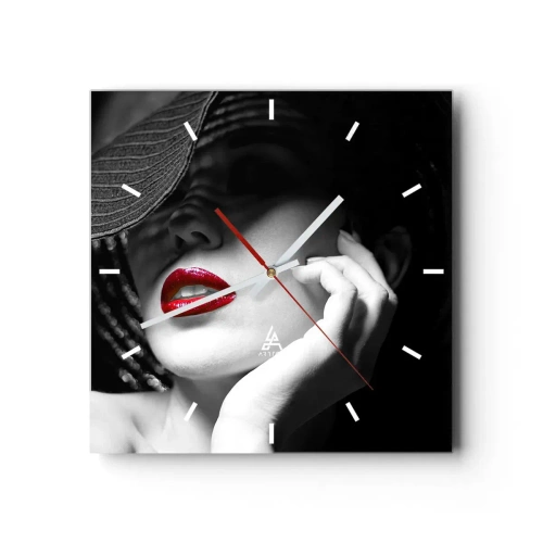 Wall clock - Clock on glass - Study in Scarlet - 40x40 cm
