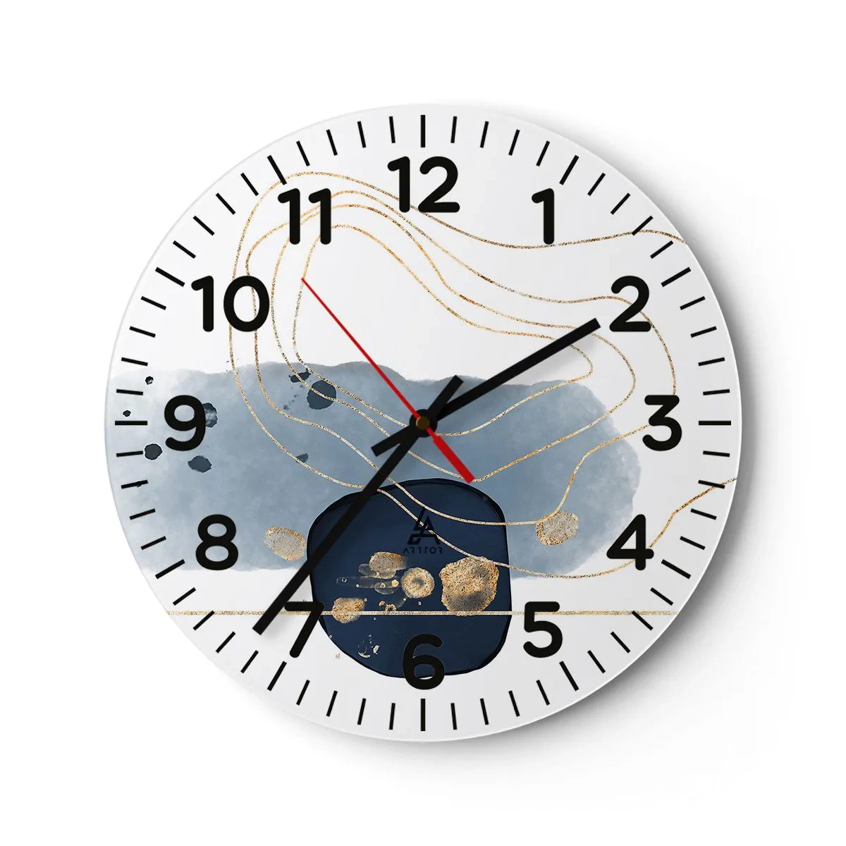 Wall clock - Clock on glass - Blue and Gold Fantasy - 40x40 cm