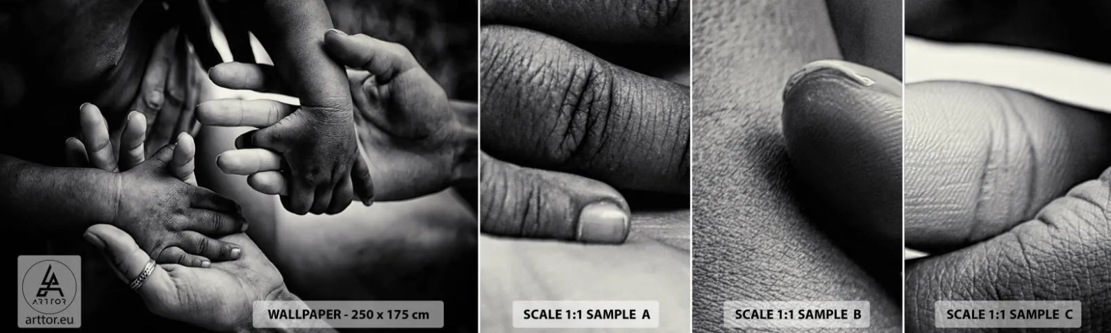 Photo Wallpaper Sample Self-Adhesive Deluxe Sticker - To be a Man - Hands, People, Love - 100x30 cm