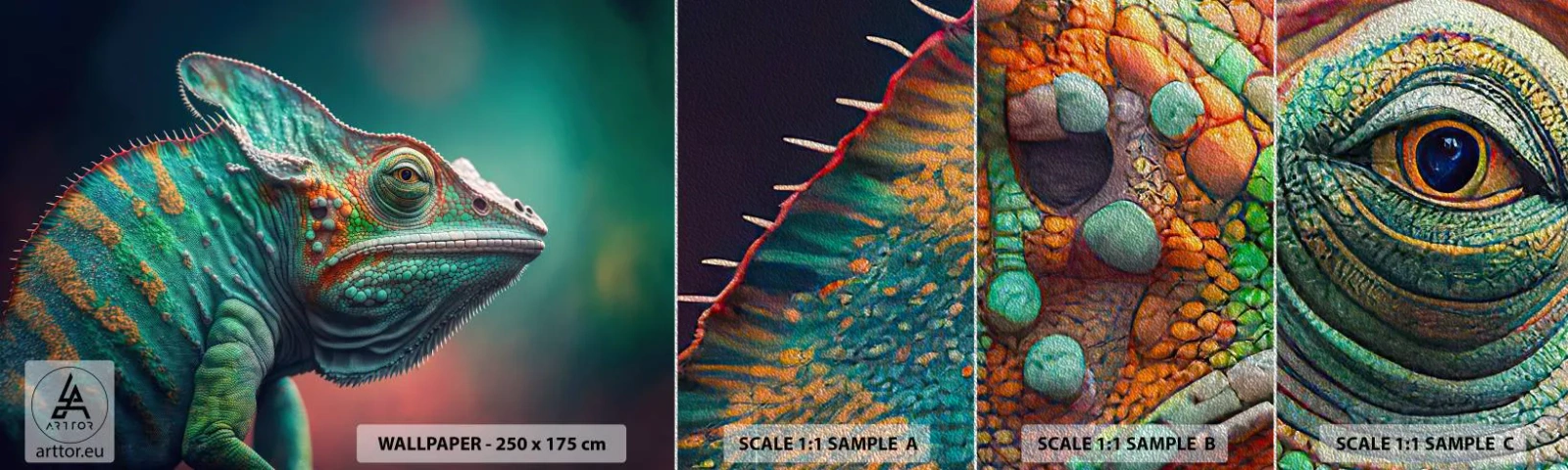 Photo Wallpaper Sample Premium Sand - Can You See Me? That's Too Bad... - Chameleon, Animals, Reptile - 100x30 cm