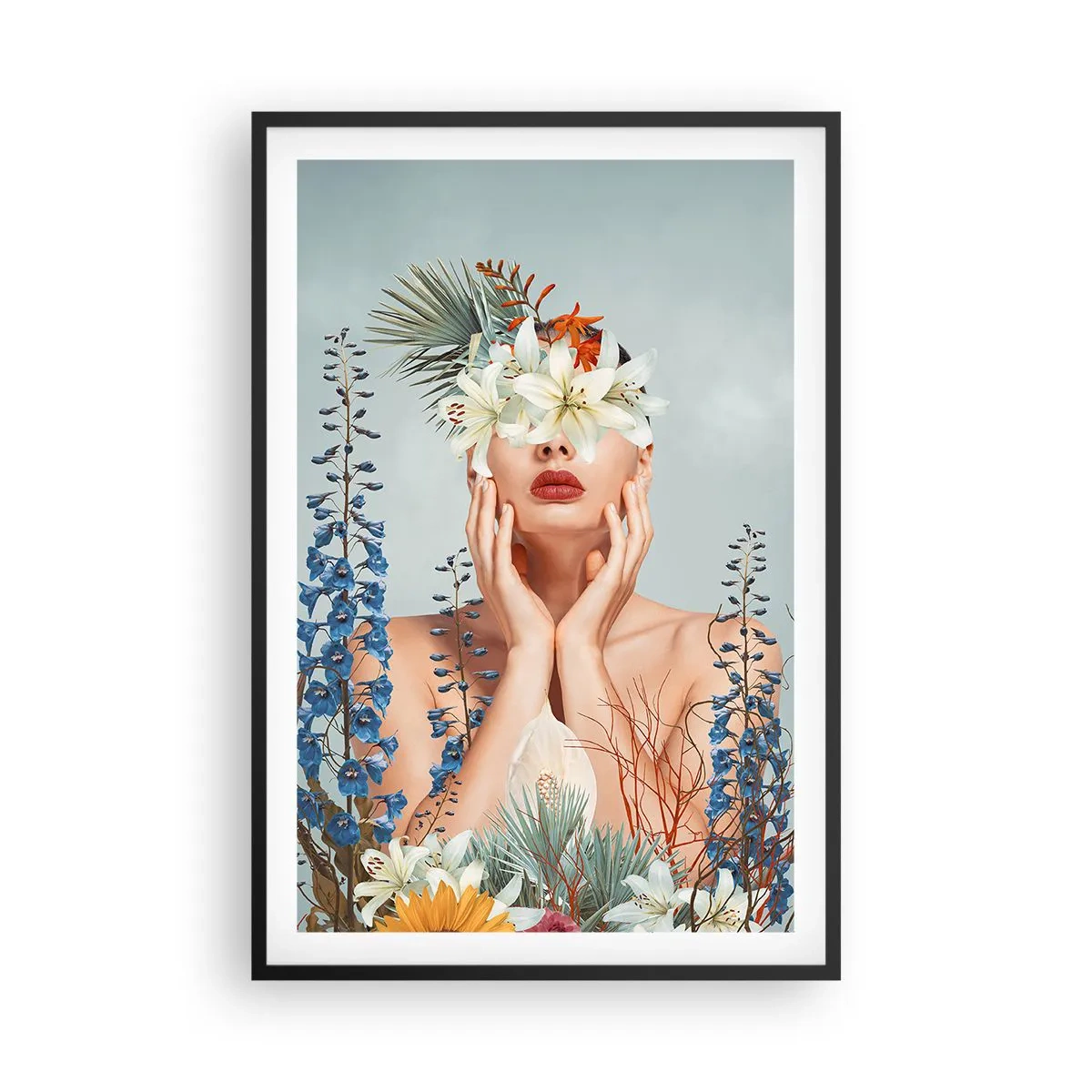 Poster in black frame - Woman – Flower - 61x91 cm