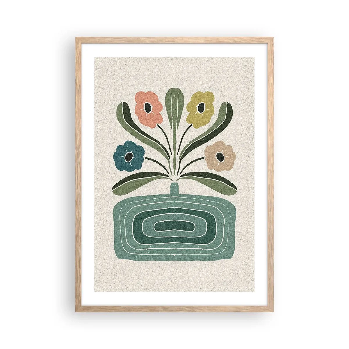 Poster in light oak frame - Symmetrical Bouquet - 50x70 cm