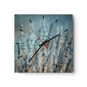 Wall clock - Clock on glass - Fragrant Grass - 40x40 cm
