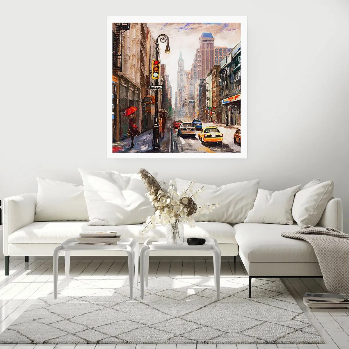 Poster - New York - Colourful in Rain - 40x40 cm