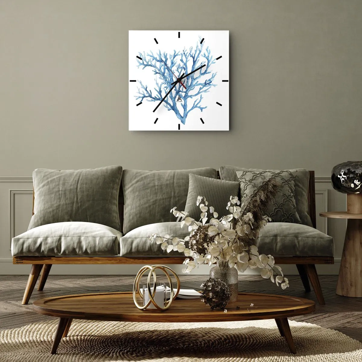 Wall clock - Clock on glass - Sea Filigree - 30x30 cm