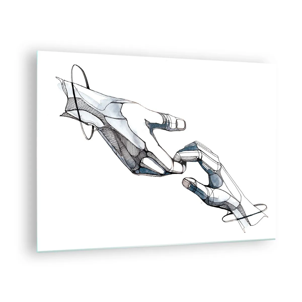 Glass picture - Artistic illustration of two hands in an abstract style - 70x50cm - Good Gesture - Modern wall decoration for the living room and bedroom ARTTOR