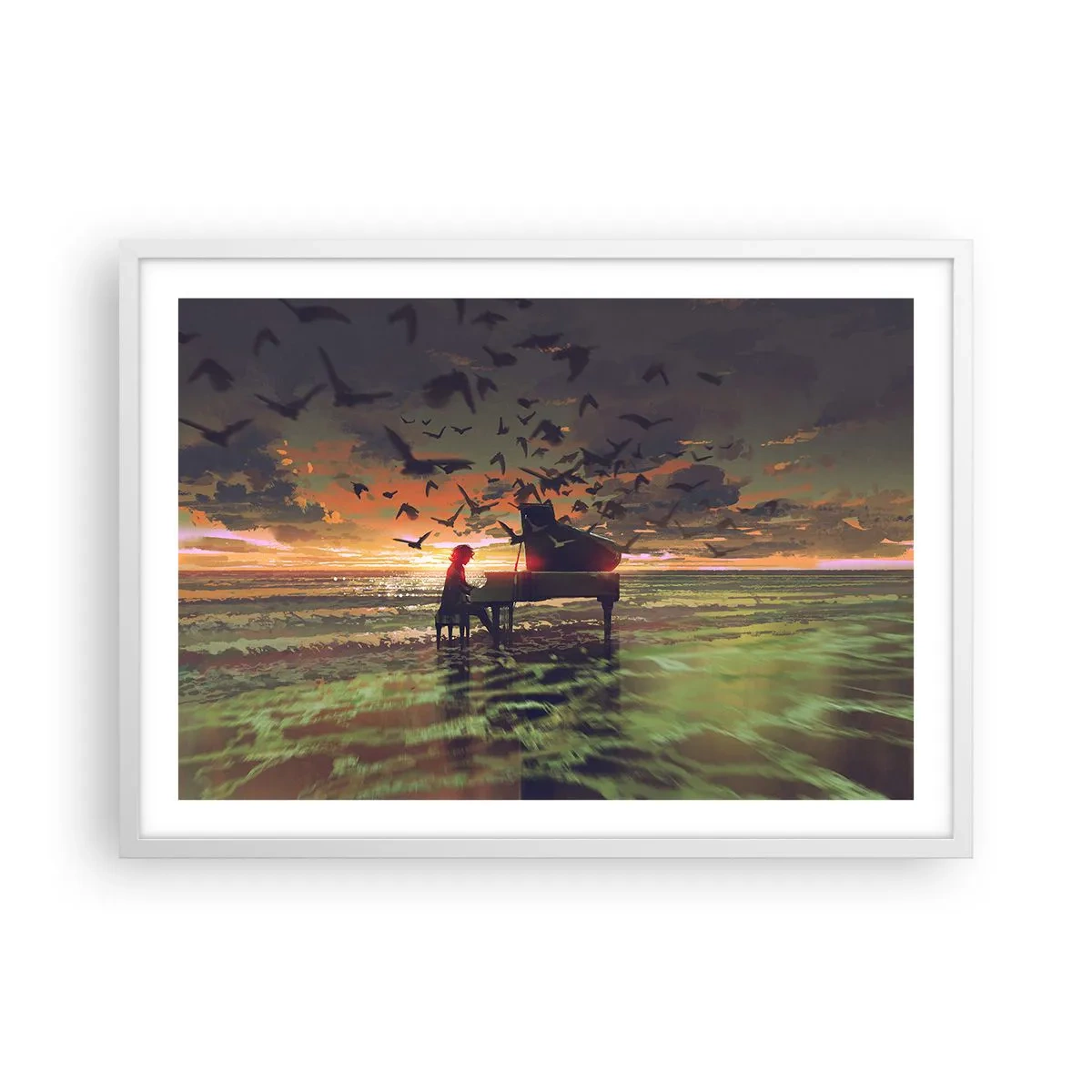 Poster in white frmae - Concert for Piano and Waves - 70x50 cm