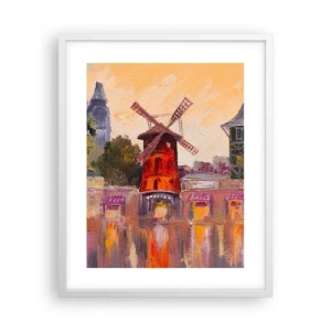 Poster in white frmae - Icons of Paris - Moulin Rouge - 40x50 cm