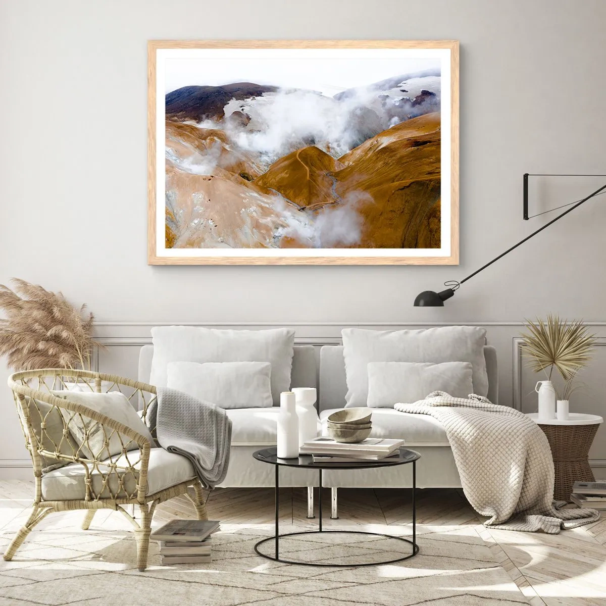 Poster in light oak frame - Severe Beauty of Iceland - 91x61 cm