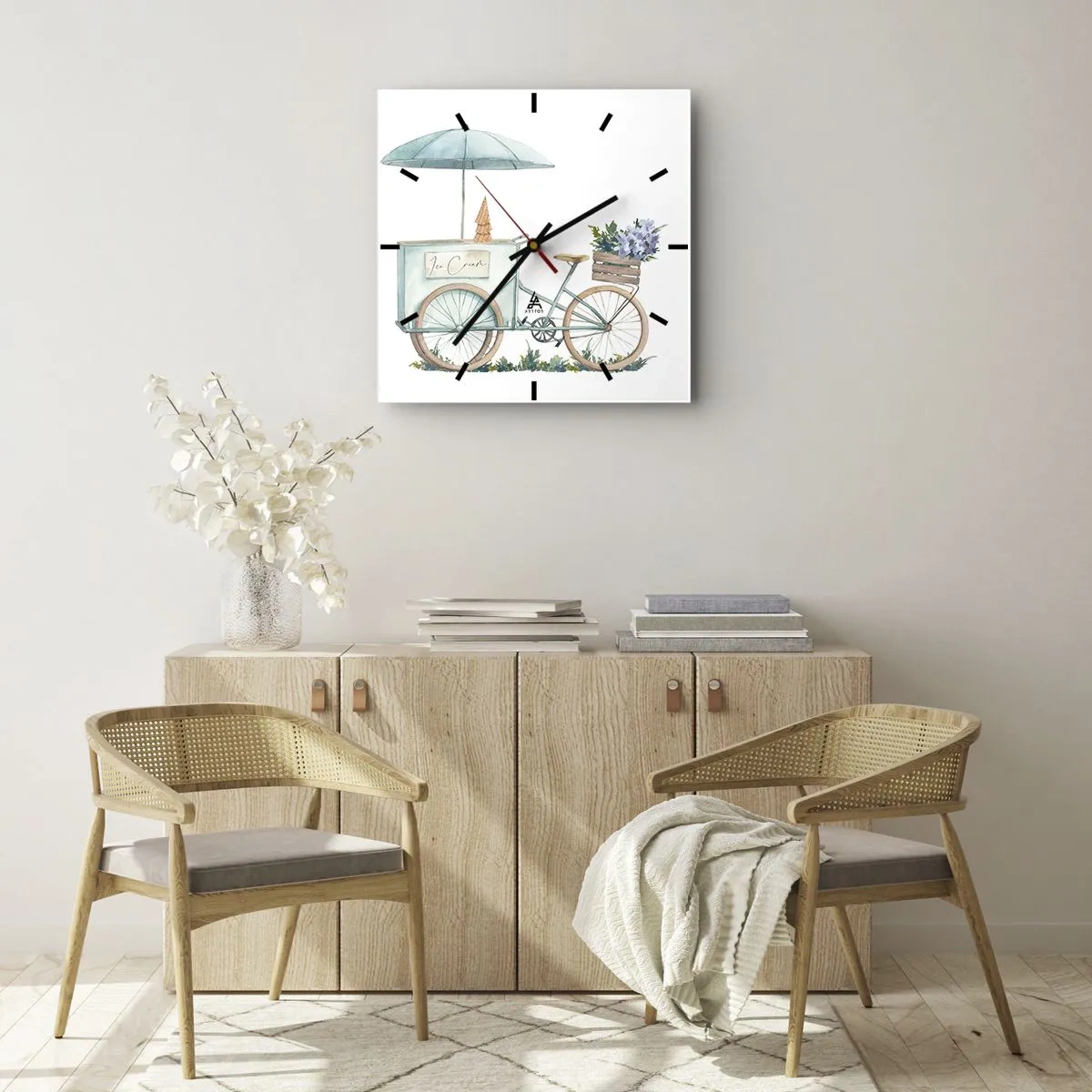 Wall clock - Clock on glass - Sweet Memory of the Summer - 40x40 cm