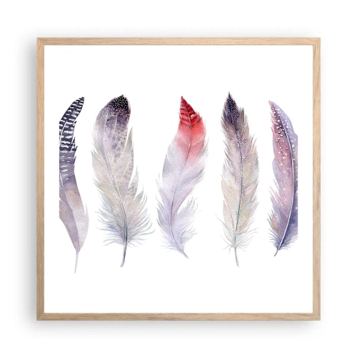 Poster in light oak frame - Delicate Like Pink Fog - 60x60 cm