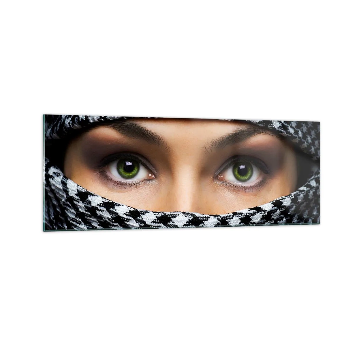 Glass picture - Portrait of Head-scarfed Beauty - 140x50 cm